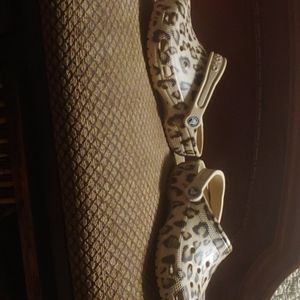 Leopard print crocs